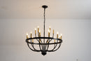 15-Light Industrial Iron Candle Chandelier Modern Farmhouse Pendant Light