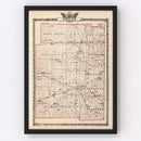 Vintage Map of Edgar County, Illinois 1876