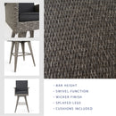 Outdoor Rattan Swivel Barstool With Water Resistant Cushion - Mixed Black / Dark Gray