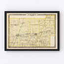 Vintage Map of Coles County, Illinois 1876
