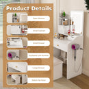LED Vanity Mirror With Stool, 2 Drawers & 5 Storage Cabinets, Adjustable Lighting Mdf Dressing Table For Bedroom - White by Unique Piece Furniture