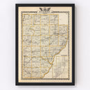 Vintage Map of Fulton County, Illinois 1876