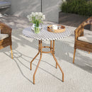 27.5 inch Outdoor Bistro Table with Heavy Duty Metal Frame and Adjustable Foot Pads-white by DirectDeals