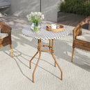 27.5 inch Outdoor Bistro Table with Heavy Duty Metal Frame and Adjustable Foot Pads-white by LJGDeals
