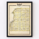 Vintage Map of Hancock County, Illinois 1876