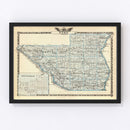 Vintage Map of Pike County, Illinois 1876