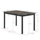 Furniture 5 Piece Metal Dinette Set with Faux Marble Top - Black