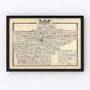 Vintage Map of Sangamon County, Illinois 1876