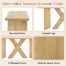X-Frame Console Table, Angled Cross Leg Design, Rounded Edges - Natural by HouseOfZazla
