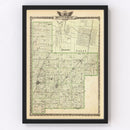 Vintage Map of Montgomery County, Illinois 1876