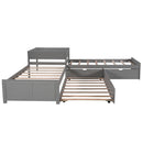 L Shaped Platform Bed With Trundle And Drawers Linked With Built In Desk by HouseOfZazla