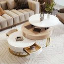 Modern Round Lift-Top Nesting Coffee Tables With 2 Drawers by HouseOfZazla