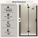 Semi Frameless Bifold Pivot Shower Door, Reversible Installation by HouseOfZazla