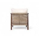 Outdoor Lounge Chair With Woven Backrest, Solid Wood Frame, Comfortable Cushions