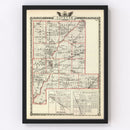 Vintage Map of Fayette County, Illinois 1876