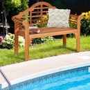 49 Inch Eucalyptus Wood Outdoor Folding Bench with Backrest Armrest for Patio Garden by LJGDeals