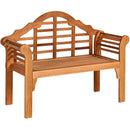 49 Inch Eucalyptus Wood Outdoor Folding Bench with Backrest Armrest for Patio Garden by LJGDeals