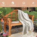 49 Inch Eucalyptus Wood Outdoor Folding Bench with Backrest Armrest for Patio Garden by LJGDeals