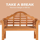 49 Inch Eucalyptus Wood Outdoor Folding Bench with Backrest Armrest for Patio Garden by LJGDeals
