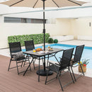 49 Inch Patio Rectangle Dining Table with Umbrella Hole-Gray by DirectDeals