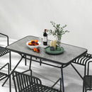 49 Inch Patio Rectangle Dining Table with Umbrella Hole-Gray by LJGDeals