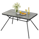 49 Inch Patio Rectangle Dining Table with Umbrella Hole-Gray by LJGDeals