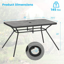 49 Inch Patio Rectangle Dining Table with Umbrella Hole-Gray by LJGDeals