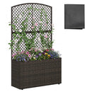 49 Inch Raised Garden Bed with Trellis and Wicker Planter Box by LJGDeals
