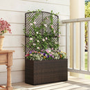 49 Inch Raised Garden Bed with Trellis and Wicker Planter Box by LJGDeals