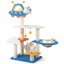49 Inches Tall Cat Tree with UFO Top Perch Space Capsule and Sisal Scratching Posts-Blue by LJGDeals