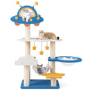 49 Inches Tall Cat Tree with UFO Top Perch Space Capsule and Sisal Scratching Posts-Blue by LJGDeals