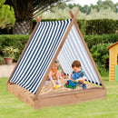 49 x 48 Inch Kids Wooden Sandbox with Cover and 2 Bench Seats