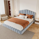 Velvet Upholstered Queen Bed with Shell-Shaped Headboard by HouseOfZazla