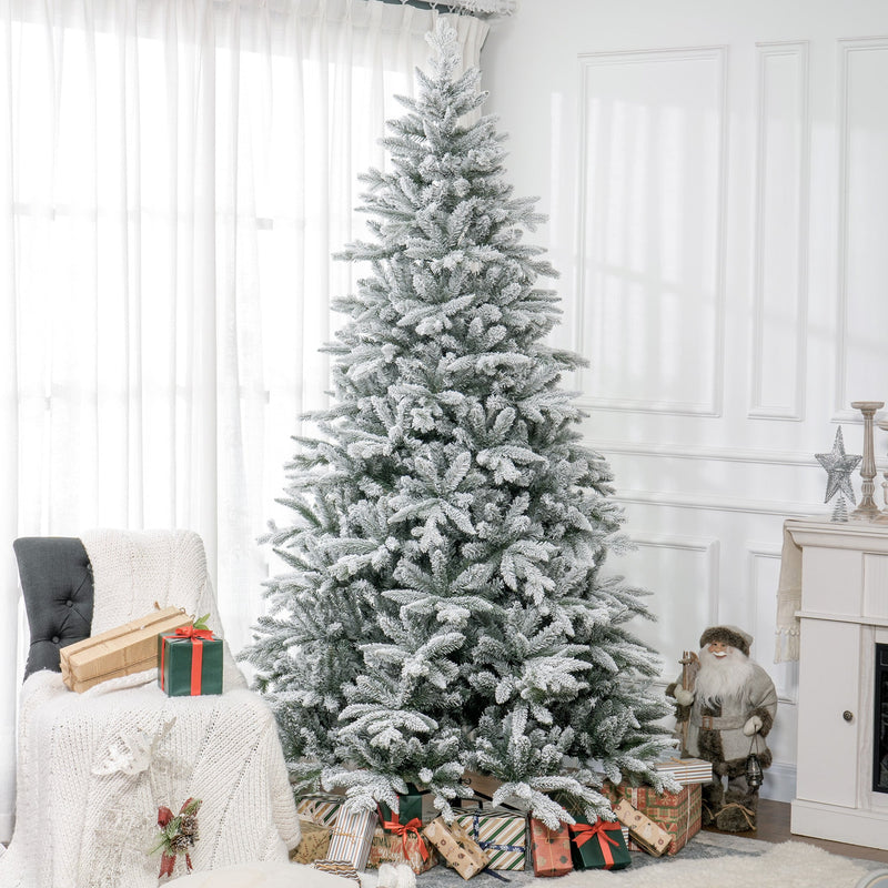 HOMCOM 8ft Snow Flocked Artificial Christmas Tree, photo 7 of 9
