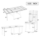 6-Piece Classic Dining Table Set, Rectangular Extendable Dining Table with two 12"W Removable Leaves and 4 Upholstered Chairs & 1 Bench for Dining Room (Gray+White)