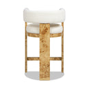 Vavona - Burl Upholstered Barrel Back Counter Height Bar Stool - Polar Off White by HouseOfZazla