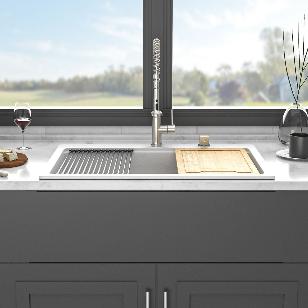 Granite Composite Quartz Kitchen Sink With Workstation Features And Drop In Design, photo 10 of 16
