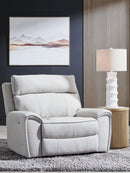 Social Pointe - Power Recliner / Adjustable Headrest - Pearl / Ash