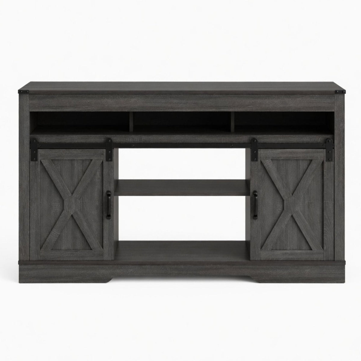 Farmhouse TV Stand With Sliding Barn Doors & Adjustable Storage, photo 2 of 40