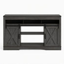 Farmhouse TV Stand With Sliding Barn Doors & Adjustable Storage