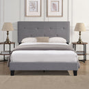 Full Size Upholstered Platform Bed Frame With Modern Button Tufted Linen Fabric Headboard, No Box Spring Needed, Wood Slat Support - Gray by HouseOfZazla