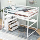 Modern Loft Bed With Built In Desk, Shelves, And 2 Drawers by HouseOfZazla