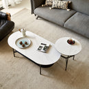 Contemporary Coffee Table Sintered Stone Surface With Ceramic Finish Double Layer Design Base Matte Shelf Modern Living Room Center Table - White / Gray by HouseOfZazla