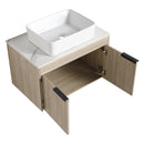 30" Modern Design Float Bathroom Vanity With Ceramic Basin Set, Wall Mounted White Oak Vanity With Soft Close Door, KD-PackingD-Packing Pieces