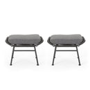 Montana Faux Rattan Outdoor Patio Ottoman with Cushion (Set of 2)