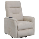 Upholstered Power Lift Recliner With Storage Pocket And USB Charging - Beige by HouseOfZazla