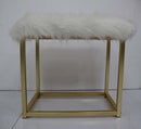 Adao Vanity Mirror & Stool, Faux Fur, Mirror, Pink & Gold Finish