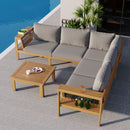 4 Pieces Outdoor Acacia Wood Sofa Set with Coffee Table