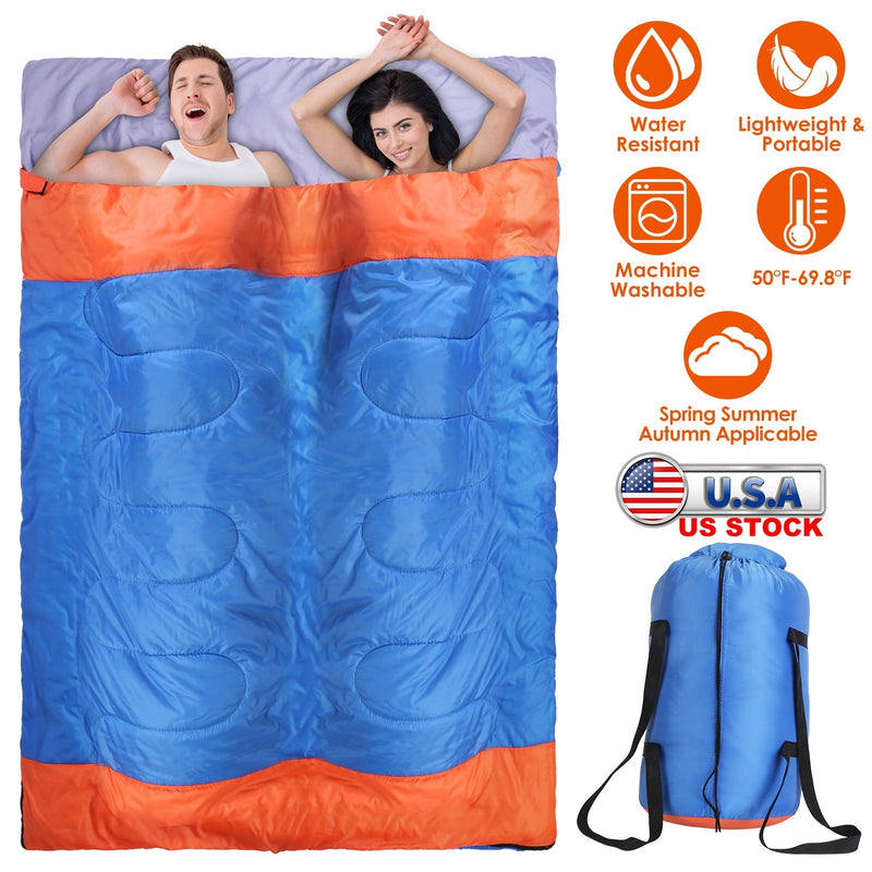 2 People Sleeping Bag for Adult Kids Lightweight Water Resistant Camping Cotton Liner Cold Warm Weather Indoor Outdoor Use 3 Season with Sack for Spri, photo 3 of 8