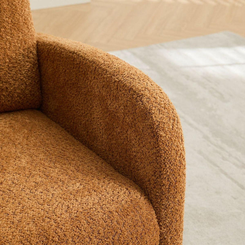 25.4"W Rocking Chair for Nursery, High Back Glider Chair with Retractable Footrest, Side Pocket, Rocking Accent Armchair with Rubber Wood Legs for Living Room/Bedroom.Caramel